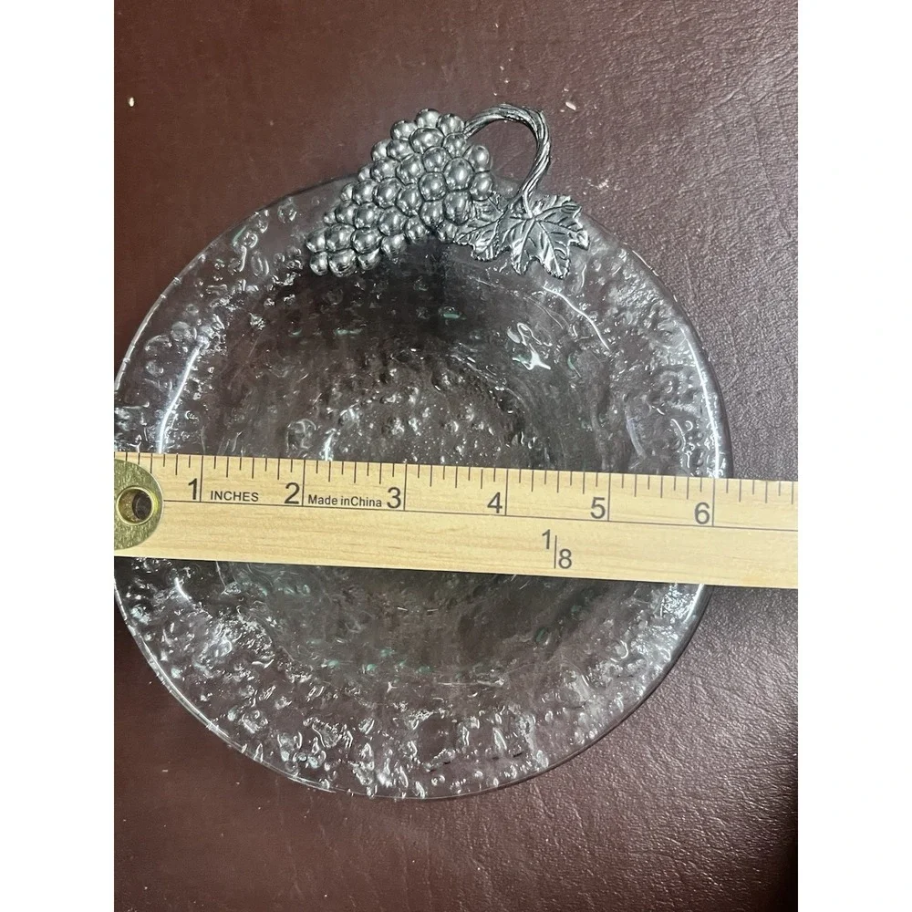 Hospitality‎ & Abundance Serve Bowls Grape Silver Trim Rippled Glass